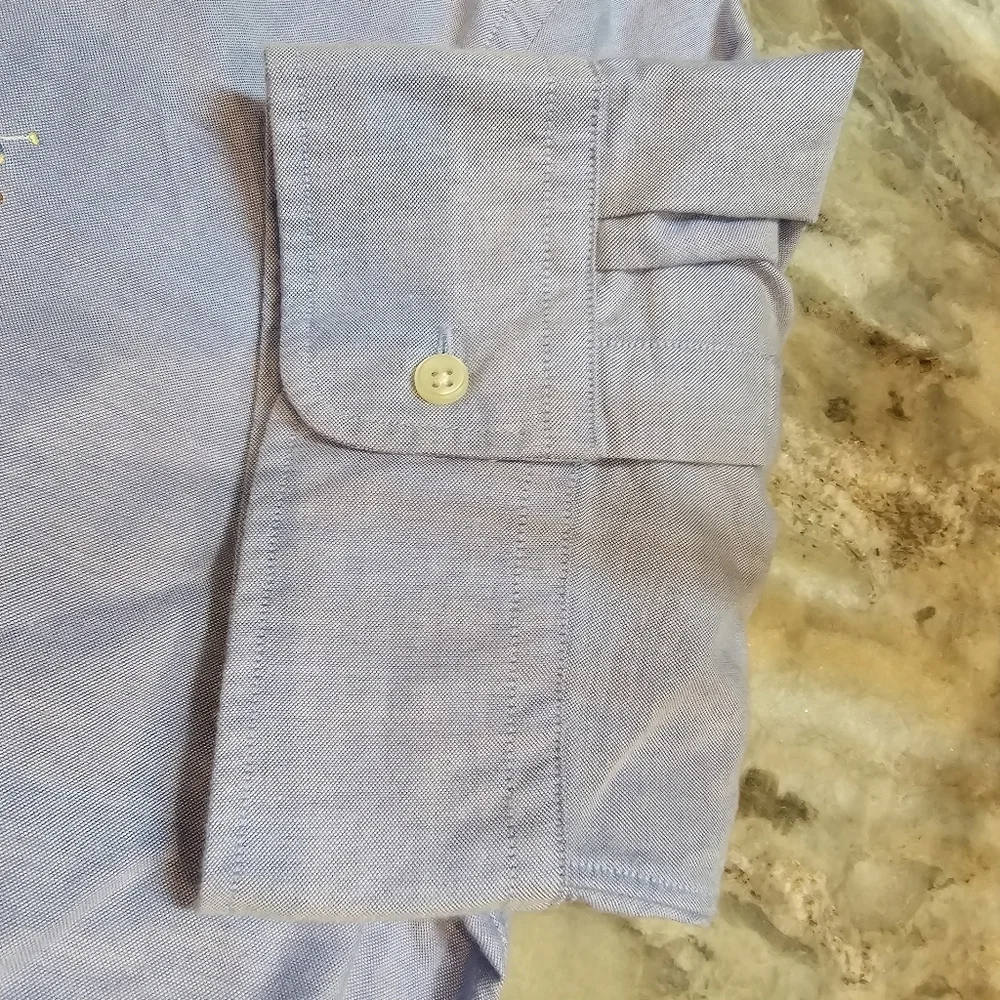 Ralph Lauren Men’s XL Slim Fit Short Sleeve Oxford Shirt Light Blue Pony Logo